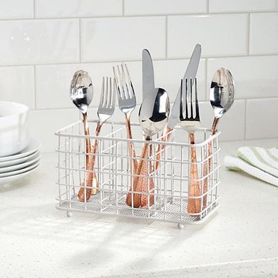 mDesign Metal Wire Kitchen Cutlery/Utensil Storage Bin, 3 Sections