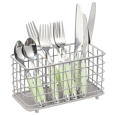 mDesign Metal Wire Kitchen Cutlery/Utensil Storage Bin, 3 Sections