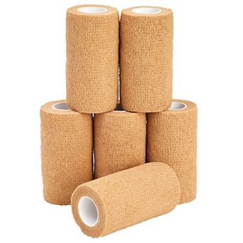 6-Rolls Tan Self Adhesive Bandage Wrap, Vet Tape, Medical Tape (4 in x 5 Yds)