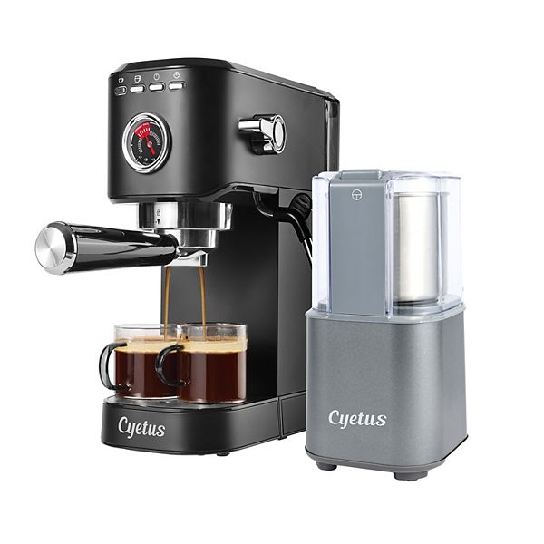 Cyetus Black Espresso Machine for At Home Use with Milk Steam Frother