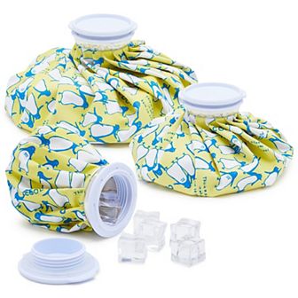 3 Pack Refillable Ice Packs For Injuries, Reusable Penguin Print Bags, 3 Sizes