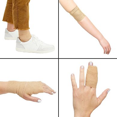 12-Rolls Tan Self Adherent Bandage Wrap, Vet Tape, Medical Tape (3 In x 5 Yds)