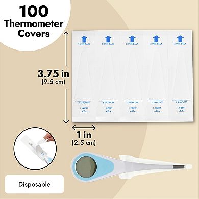Juvale 100 Pack Digital Thermometer Covers Disposable, Thermometer Sleeves Disposable (3.75 x 1 In)