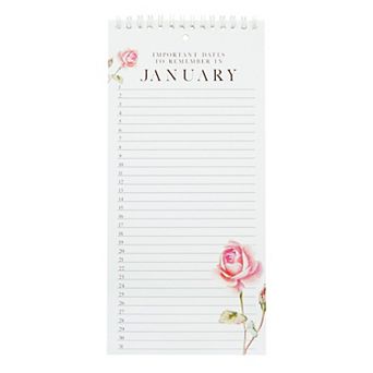 Pipilo Press 5x10 Monthly and Daily Perpetual Calendar, Spiral Flipping Pages, Floral Design