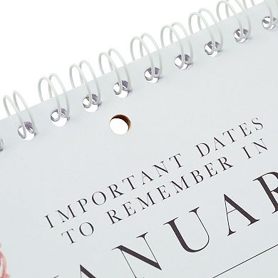 Pipilo Press 5x10 Monthly and Daily Perpetual Calendar, Spiral Flipping Pages, Floral Design