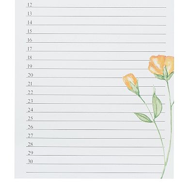 Pipilo Press 5x10 Monthly and Daily Perpetual Calendar, Spiral Flipping Pages, Floral Design