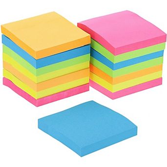 15 pc Neon Assorted Colors Note Pads 3" x 3" 100 Sheet for School Office Home