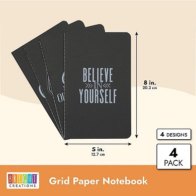 4x Soft Cover Graph Paper Grided Notebooks 80 pages Motivational Journals 5x8"