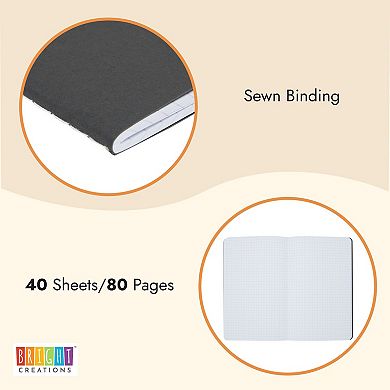4x Soft Cover Graph Paper Grided Notebooks 80 pages Motivational Journals 5x8"