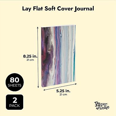 Marble Soft Cover Journals, Lined Pages, 80 Sheets Each (5.25 x 8.25 In, 2 Pack)