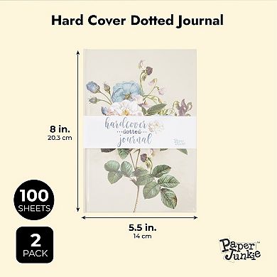 Dotted A5 Hard Cover Journal Notebook For Writing, Floral (5.5 X 8 In, 2 Pack)