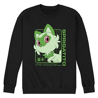 Men's Pokemon Sprigatito Stats Fleece Sweatshirt