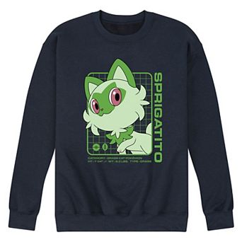 Men's Pokemon Sprigatito Stats Fleece Sweatshirt