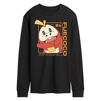 Men's Pokemon Fuecoco Stats Long Sleeve Graphic Tee