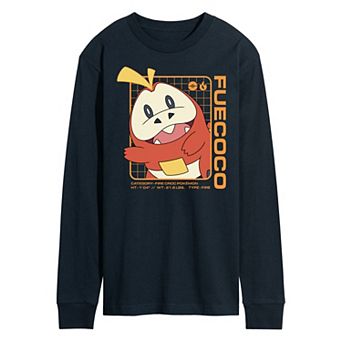 Men's Pokemon Fuecoco Stats Long Sleeve Graphic Tee