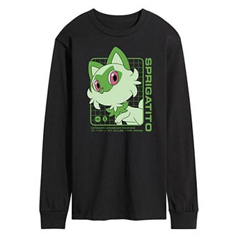 Men's Pokemon Sprigatito Stats Long Sleeve Graphic Tee