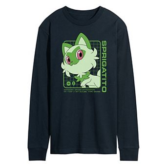 Men's Pokemon Sprigatito Stats Long Sleeve Graphic Tee