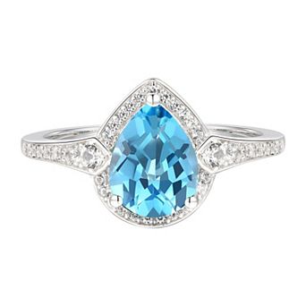 MASTERPIECE Sterling Silver Blue Topaz & Lab-Created White Sapphire Ring