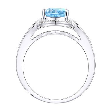 MASTERPIECE Sterling Silver Blue Topaz & Lab-Created White Sapphire Ring