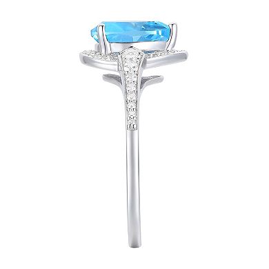 MASTERPIECE Sterling Silver Blue Topaz & Lab-Created White Sapphire Ring