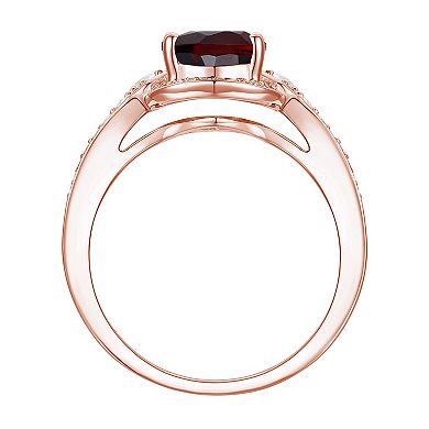 MASTERPIECE 14k Rose Gold Over Silver Garnet & Lab-Created White Sapphire Ring