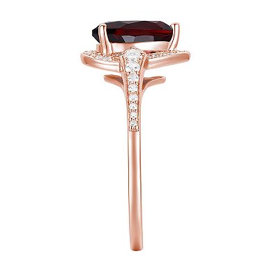 MASTERPIECE 14k Rose Gold Over Silver Garnet & Lab-Created White Sapphire Ring