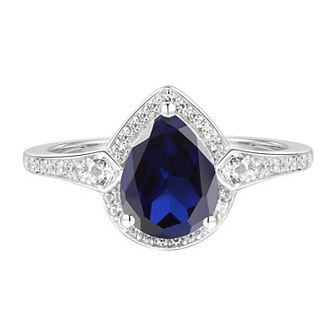 Sterling Silver Lab-Created Sapphire Ring