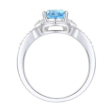 MASTERPIECE Sterling Silver Blue Topaz & Lab-Created White Sapphire Ring