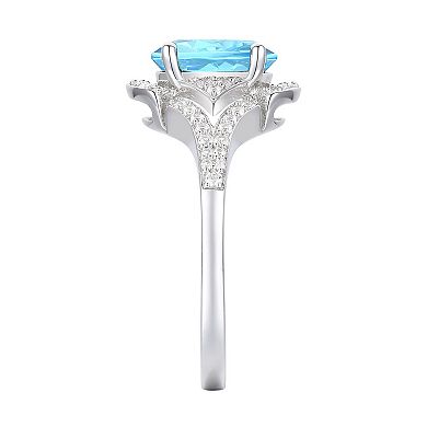 MASTERPIECE Sterling Silver Blue Topaz & Lab-Created White Sapphire Ring