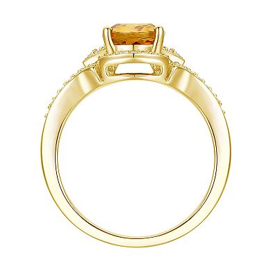 MASTERPIECE 14k Gold Over Silver Oval-Cut Citrine & Lab-Created White Sapphire Ring