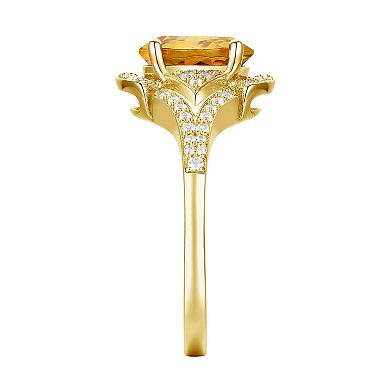 MASTERPIECE 14k Gold Over Silver Oval-Cut Citrine & Lab-Created White Sapphire Ring