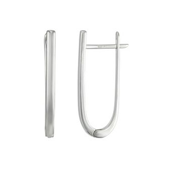 Argento Forte Sterling Silver Oblong Polised Hoop Earrings