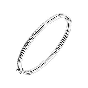 Argento Forte Sterling Silver Double Row Diamond Cut Bangle Bracelet