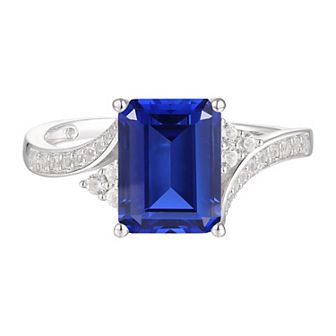 Stirling Silver Lab-Created Sapphire Ring