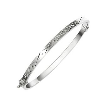Argento Forte Sterling Silver Diamond Cut Bangle Bracelet