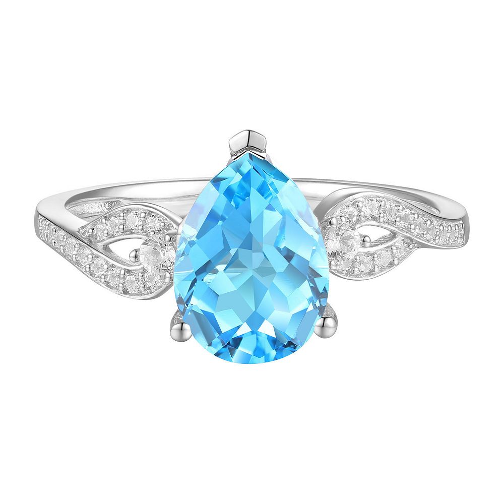MASTERPIECE Sterling Silver Blue Topaz & Lab-Created White Sapphire Ring