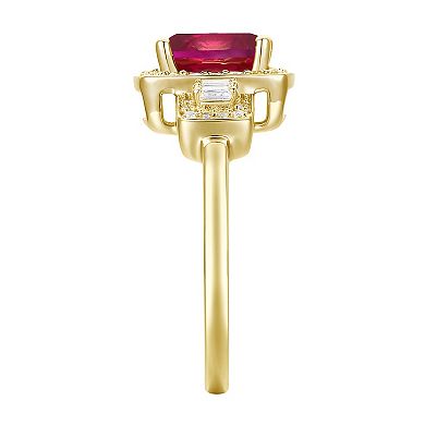 14k Gold Over Silver Lab-Created Ruby & Lab-Created White Sapphire Ring