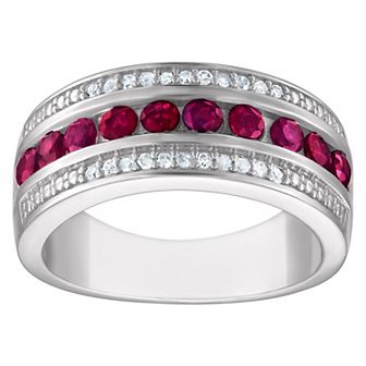 Tiara Sterling Silver Ruby & 1/10 Carat T.W. Diamond Ring