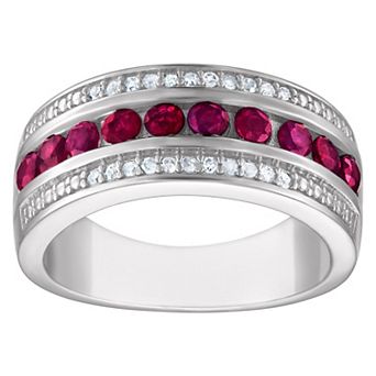 Tiara Sterling Silver Ruby & 1/10 Carat T.W. Diamond Ring