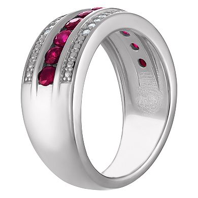 Tiara Sterling Silver Ruby & 1/10 Carat T.W. Diamond Ring