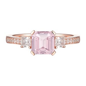 MASTERPIECE 14k Rose Gold Over Silver Lab-Created Morganite & Lab-Created White Sapphire Ring