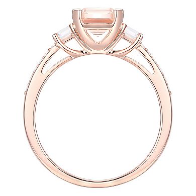 MASTERPIECE 14k Rose Gold Over Silver Lab-Created Morganite & Lab-Created White Sapphire Ring