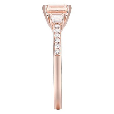 MASTERPIECE 14k Rose Gold Over Silver Lab-Created Morganite & Lab-Created White Sapphire Ring