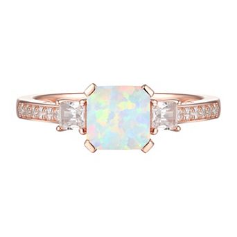 MASTERPIECE 14k Rose Gold Over Silver Lab-Created Opal & Lab-Created White Sapphire Ring