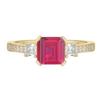 14k Gold Over Silver Lab-Created Ruby & Lab-Created White Sapphire Ring