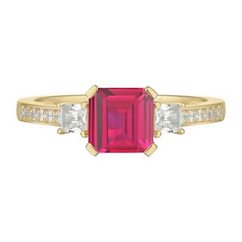MASTERPIECE 14k Gold Over Silver Lab-Created Ruby & Lab-Created White Sapphire Ring