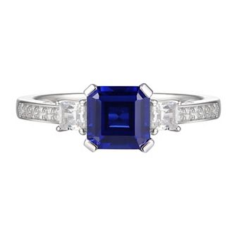 Sterling Silver Lab-Created Sapphire Ring