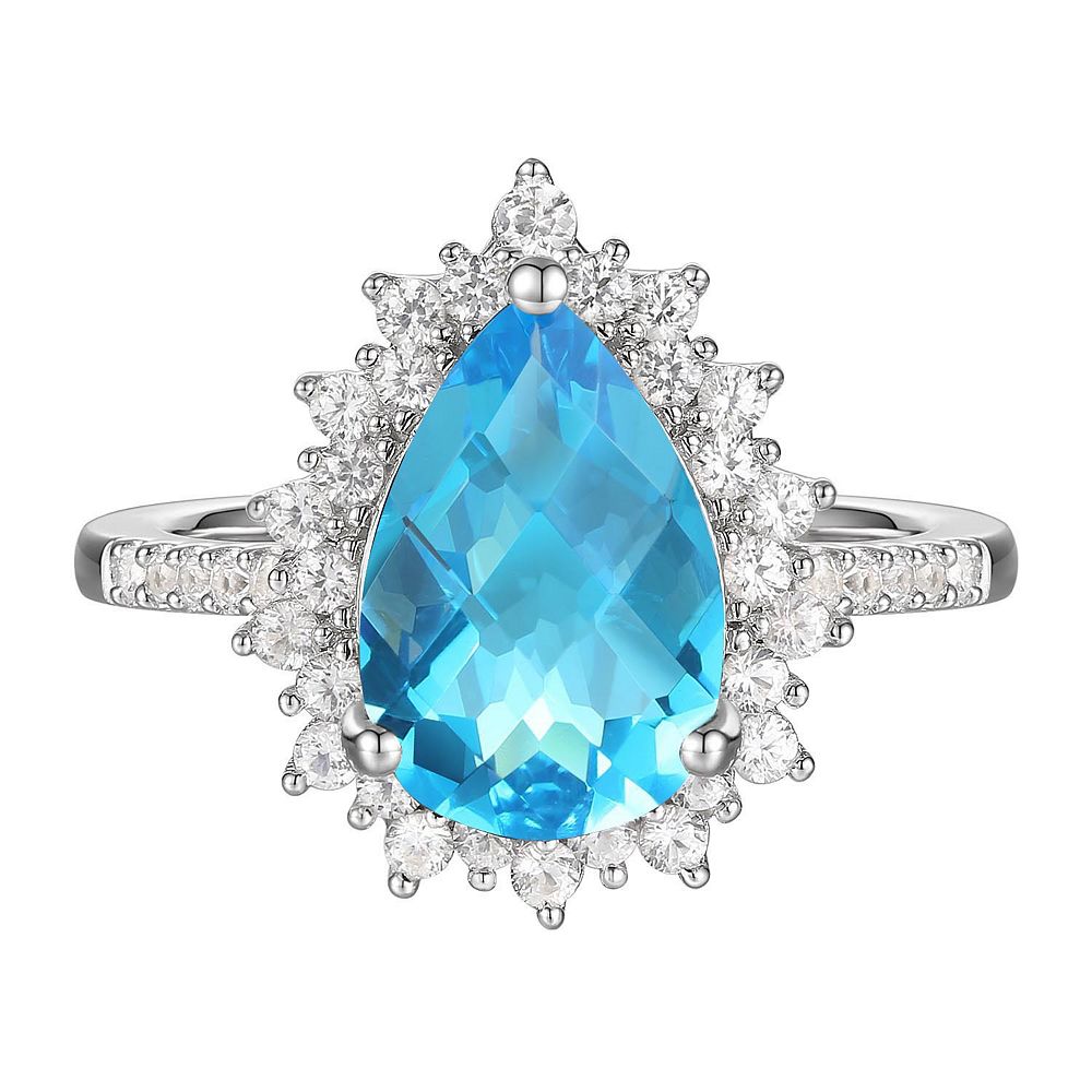 MASTERPIECE Sterling Silver Blue Topaz, Lab-Created White Sapphire ...