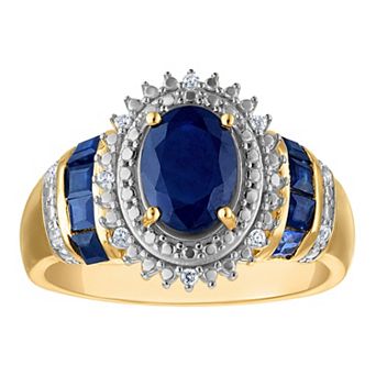 Tiara 14k Gold Over Silver Sapphire & Diamond Accent Oval Halo Ring