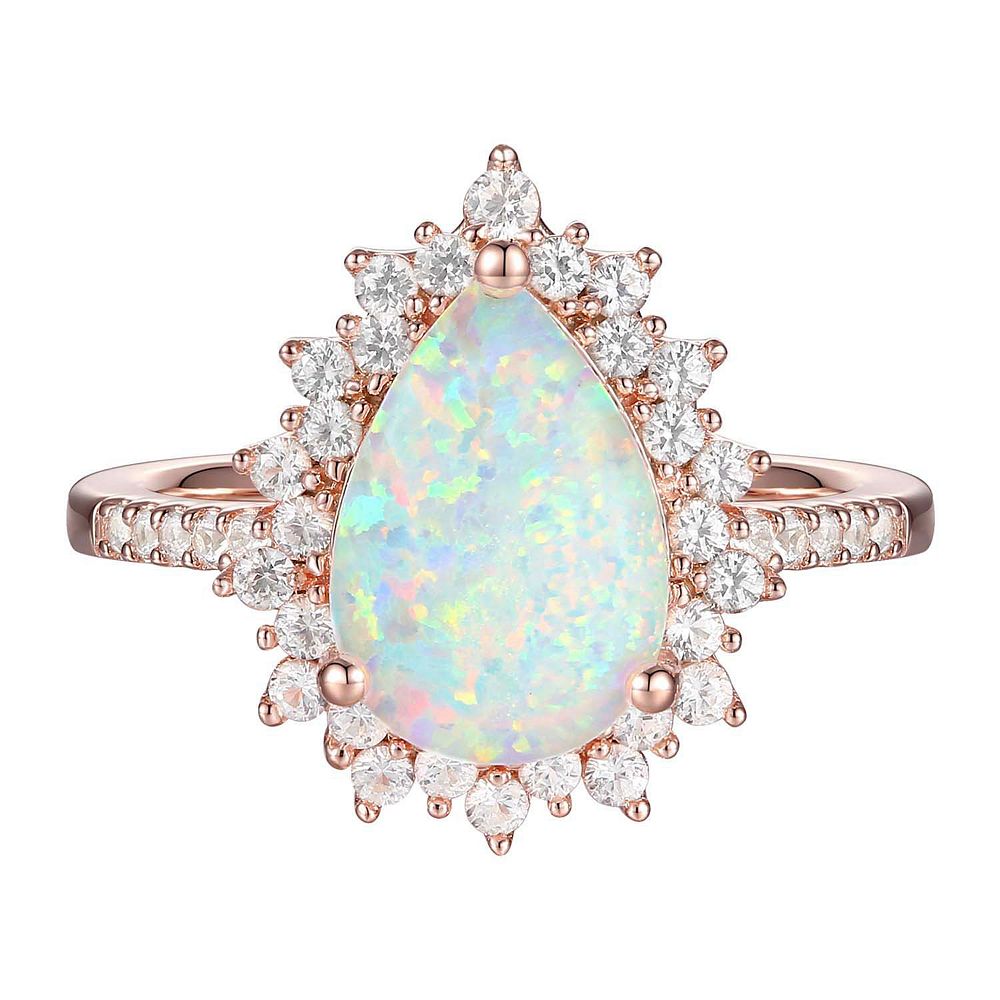 MASTERPIECE 14k Rose Gold Over Silver Lab-Created Opal, Lab-Created ...